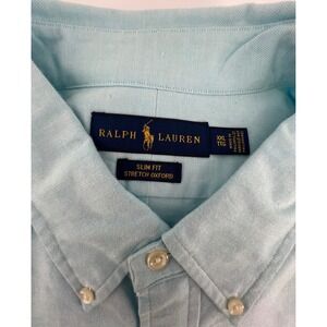 Ralph‎ Lauren XXL Mens Slim Fit Stretch Oxford Button Down Shirt Blue NWOT